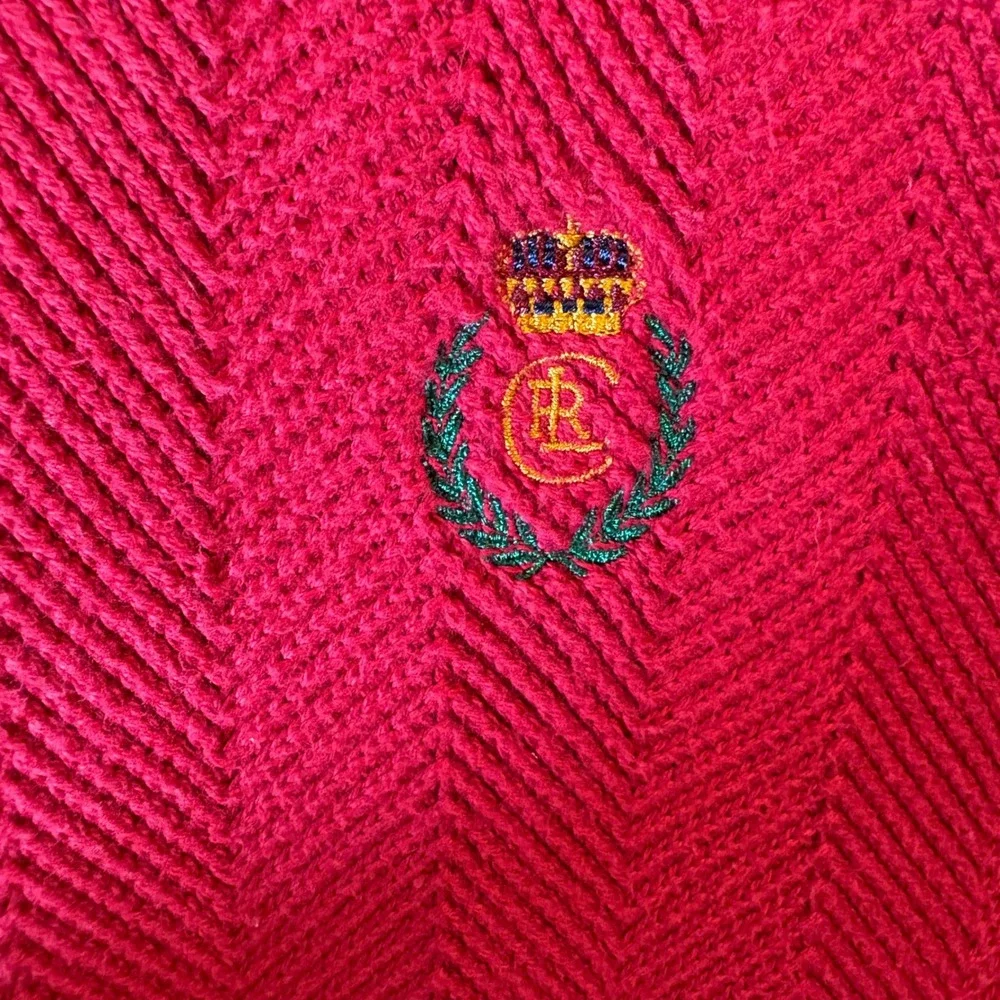 Vintage Y2K Chaps Ralph Lauren Hand Framed Cotton Sweater Red XL‎